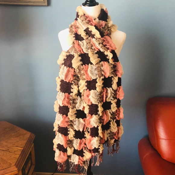 Vintage Accessories - *3for$30* Rutched multimedia squares fluffy scarf